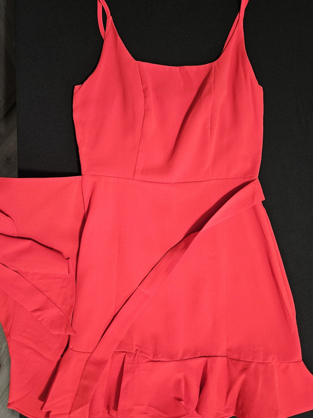 Women's Red Spaghetti-Strap Ruffle Hem Dress